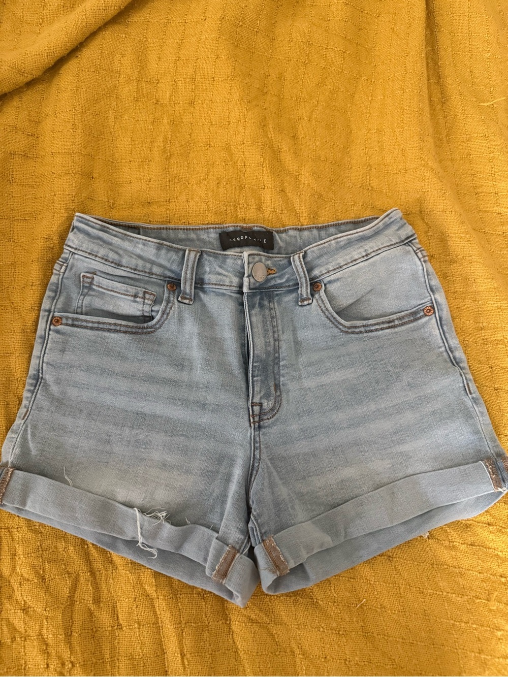 Aeropostale Light Blue Cuffed Denim Shorts